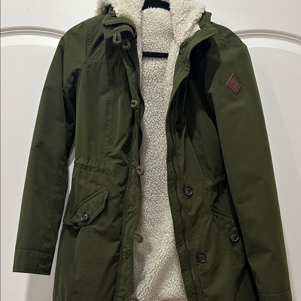 Hollister Dark Green Jacket with Logo Patch